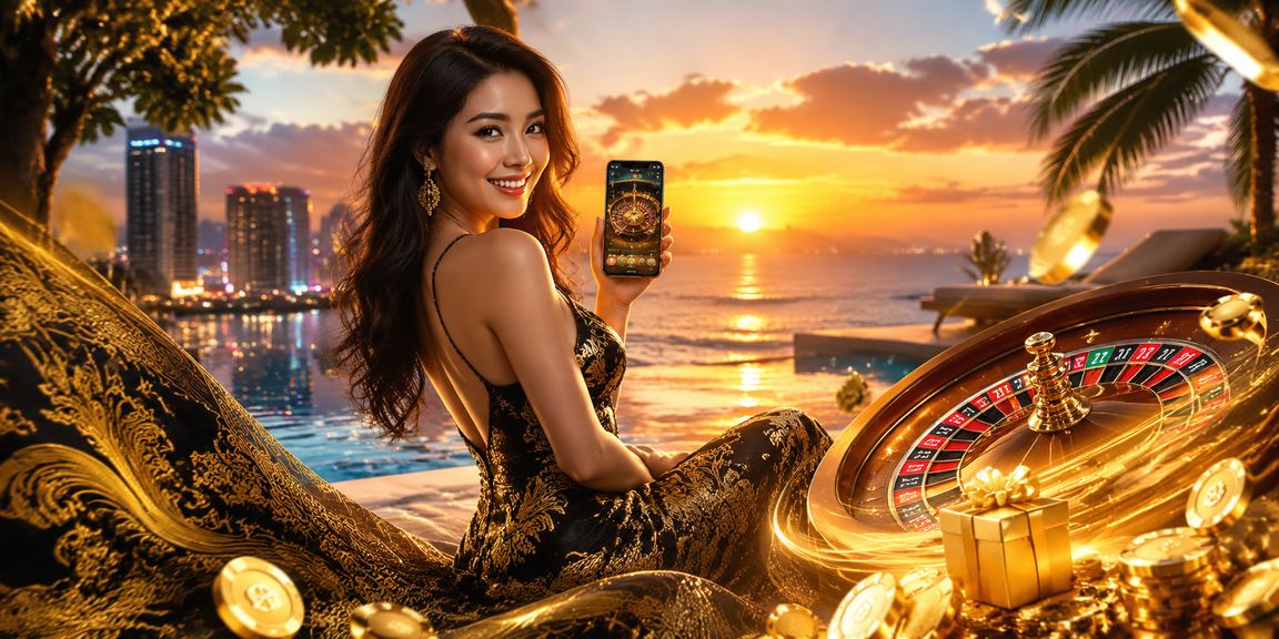 Bàn Roulette châu Âu sang trọng tại Đà Nẵng với phụ nữ mặc áo dài Việt Nam
